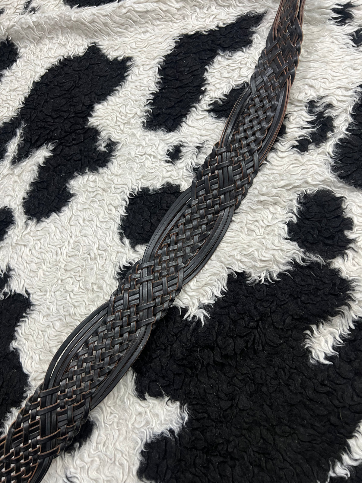Black Braided Wide Belt