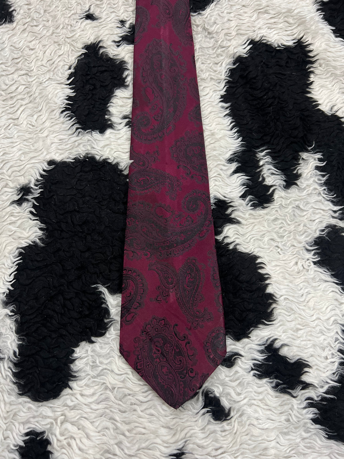 Luxury Paisley Plum & Black Paisley Embroidered Tie