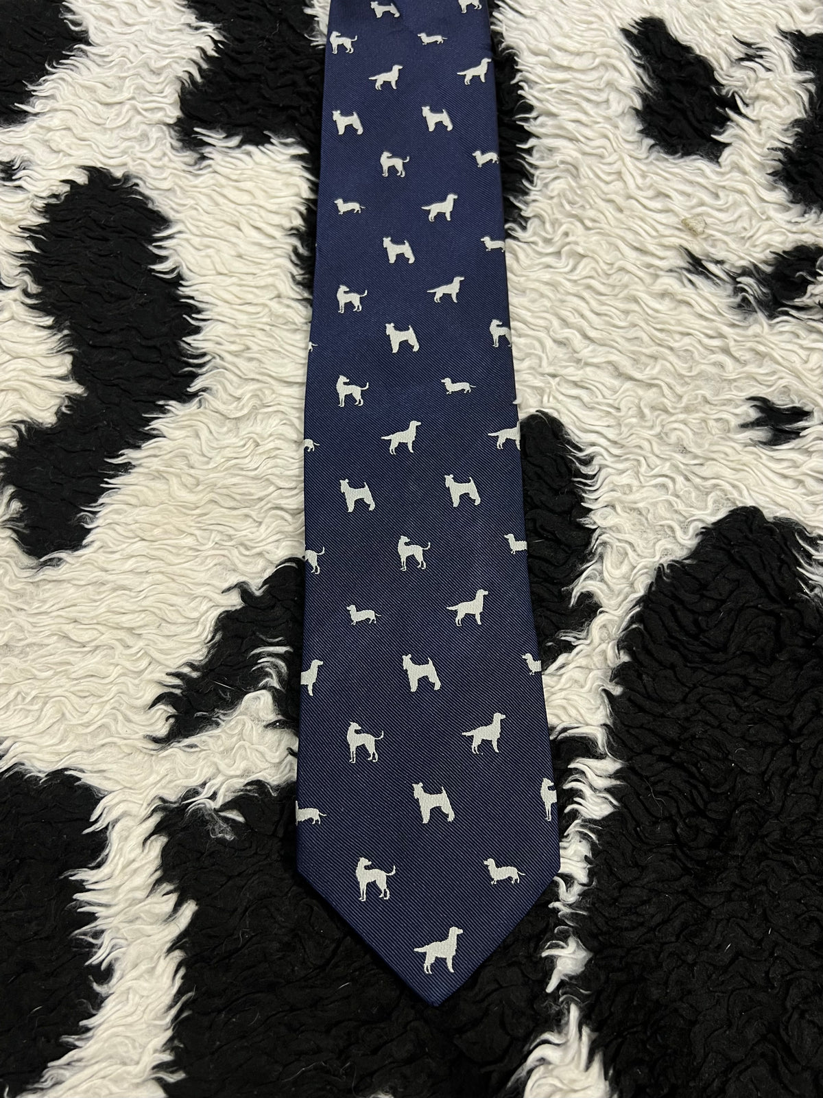 Dogs Embroidered Narrow Tie