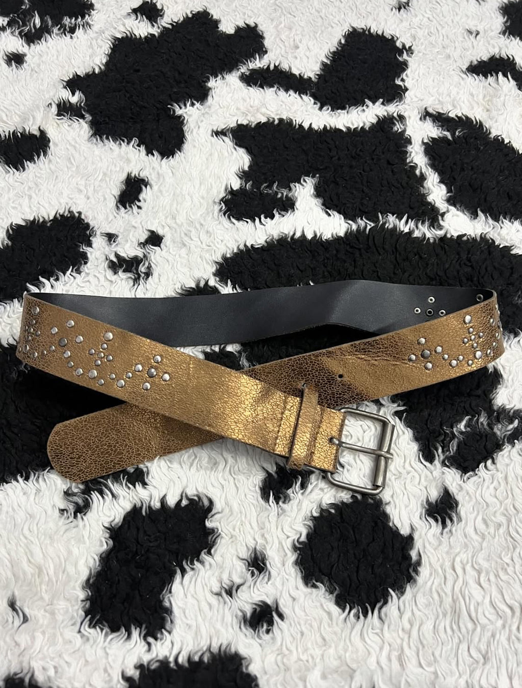 Golden Textured Studded Belt