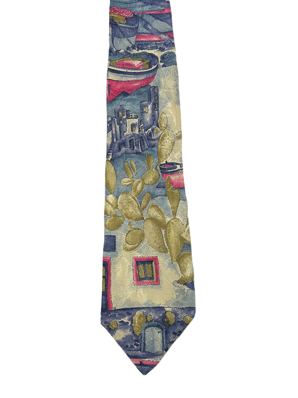 Italian Town Scenery Painting Tie