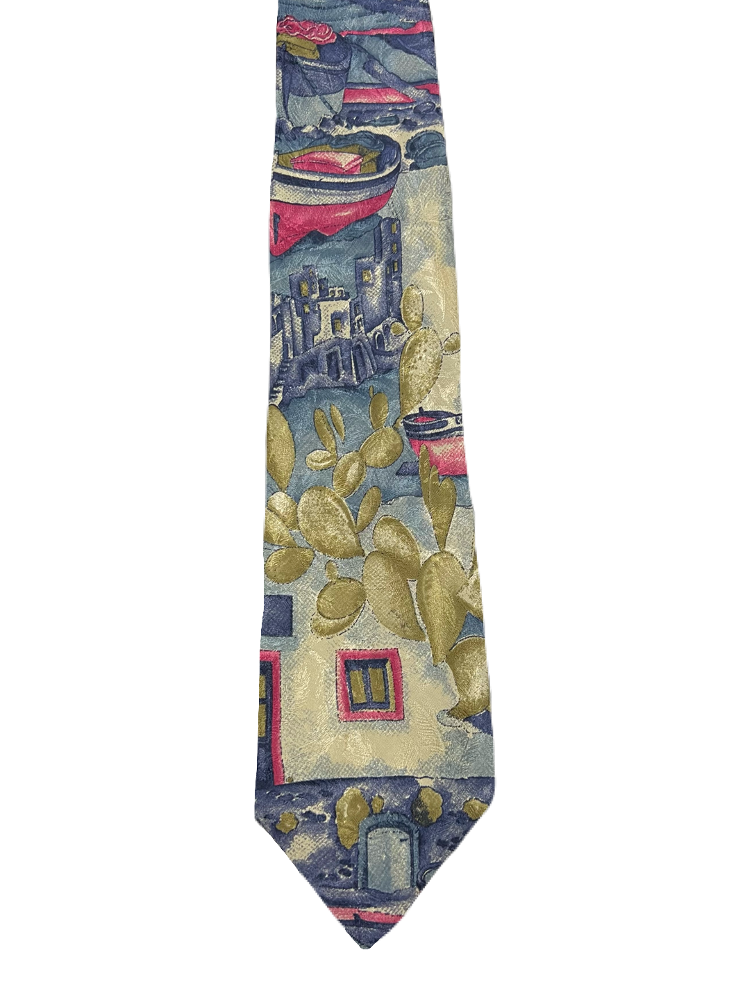 Italian Town Scenery Painting Tie