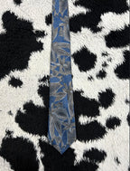 Gilt Edge Narrow Blue Embroidered Tie