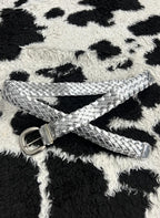 Silver Elastic Braided Belt