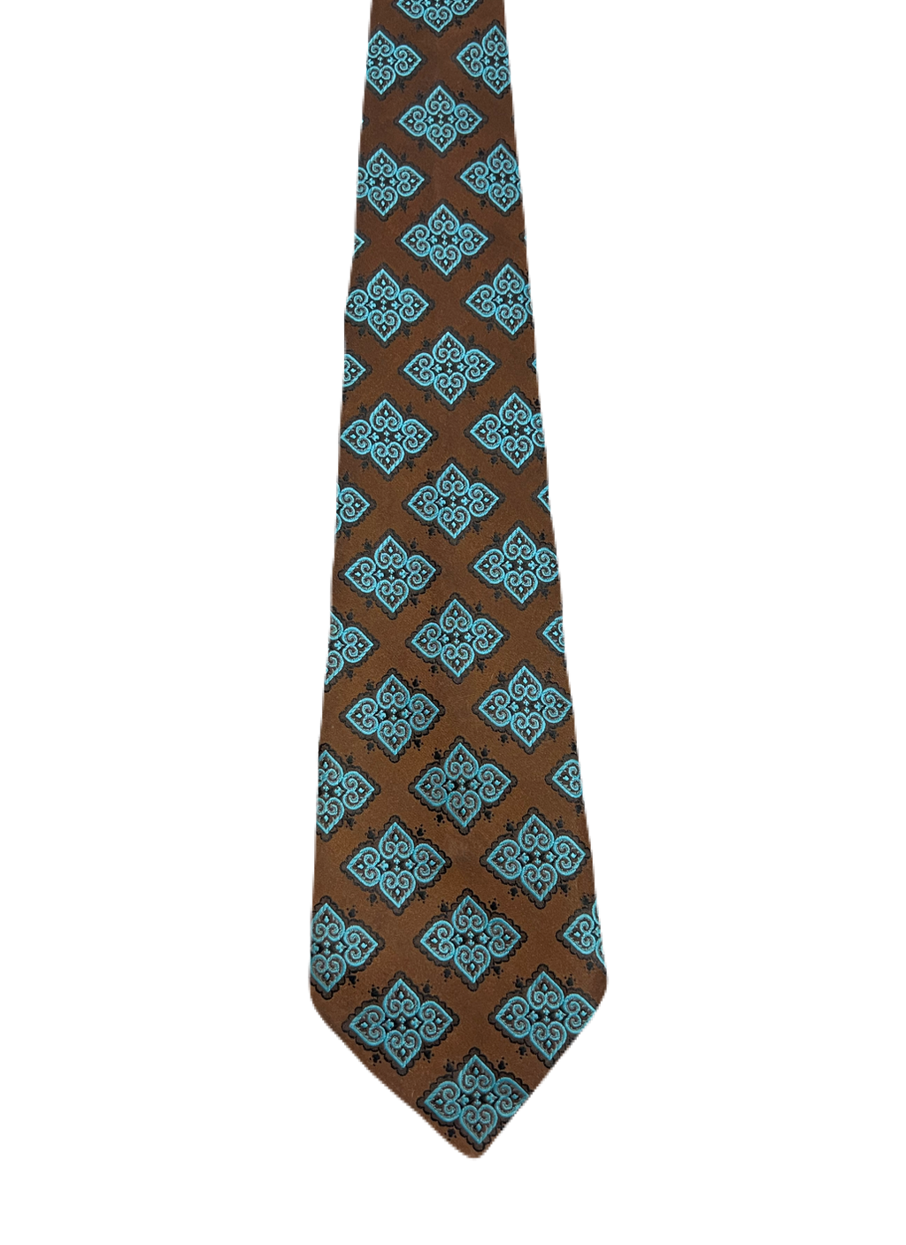 Brown & Blue Embroidered Tie