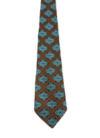 Brown & Blue Embroidered Tie