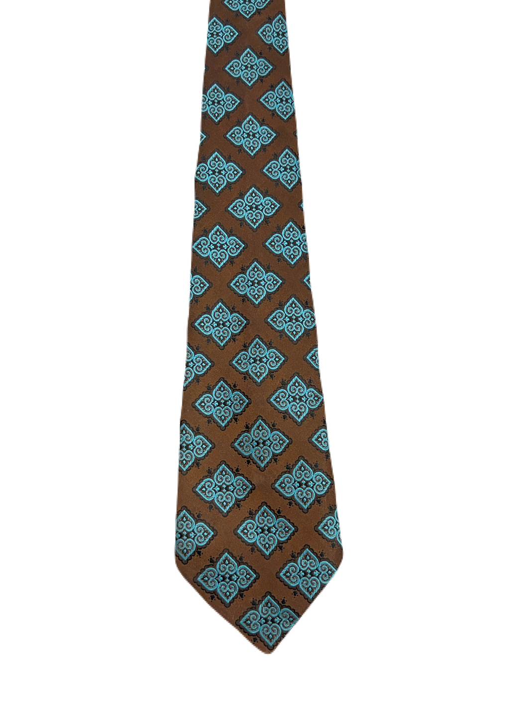 Brown & Blue Embroidered Tie