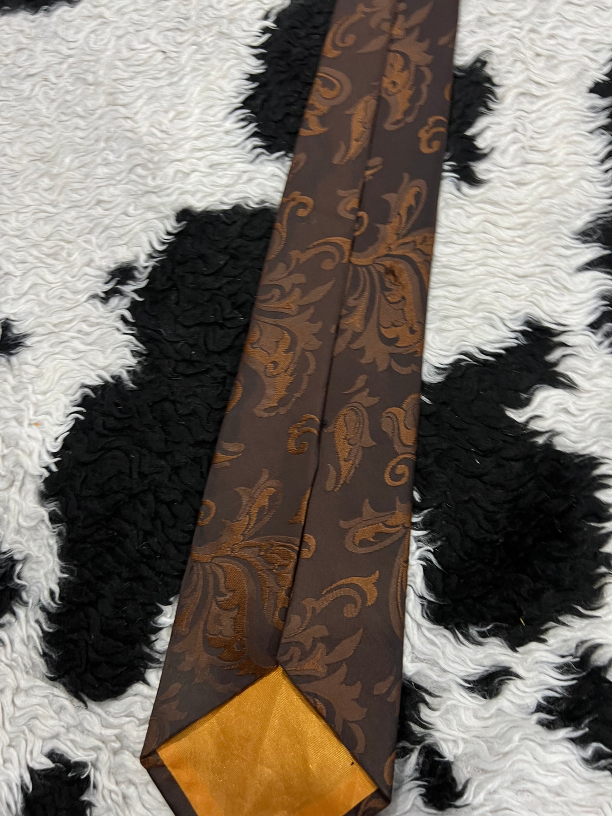 Brown Embroidered Tie