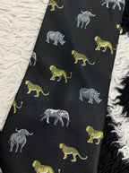 Black Wildlife Animals Embroidered Tie
