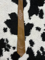 Narrow Brown Embroidered Tie