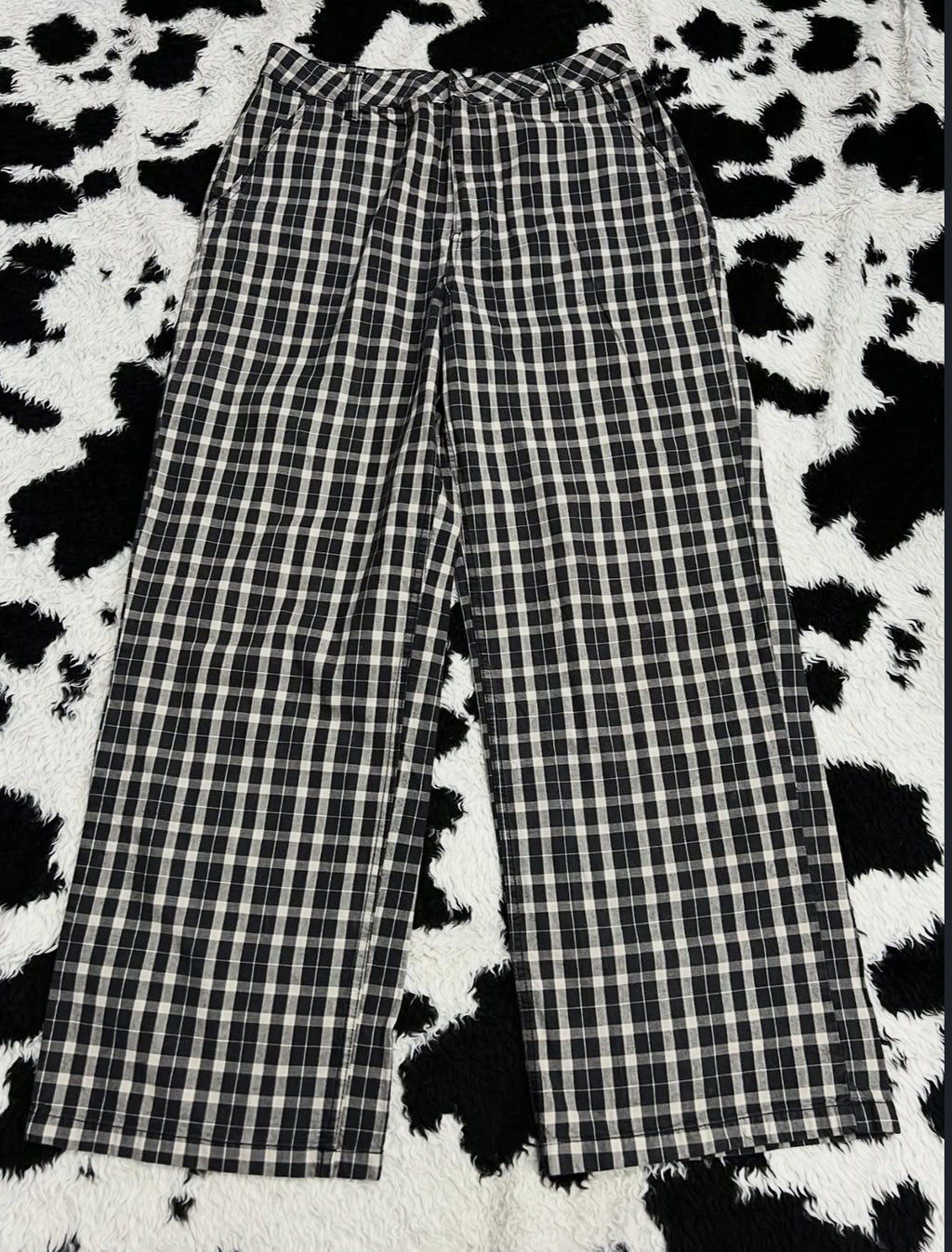 Checkered Baggy Black Pants (Waist 32)