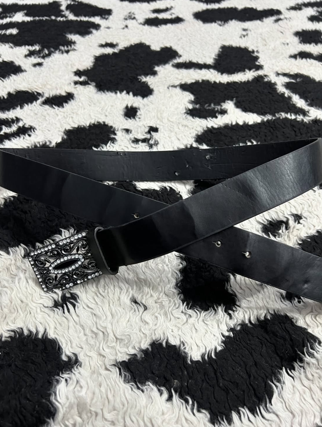 Bedazzled Buckle Black Belt
