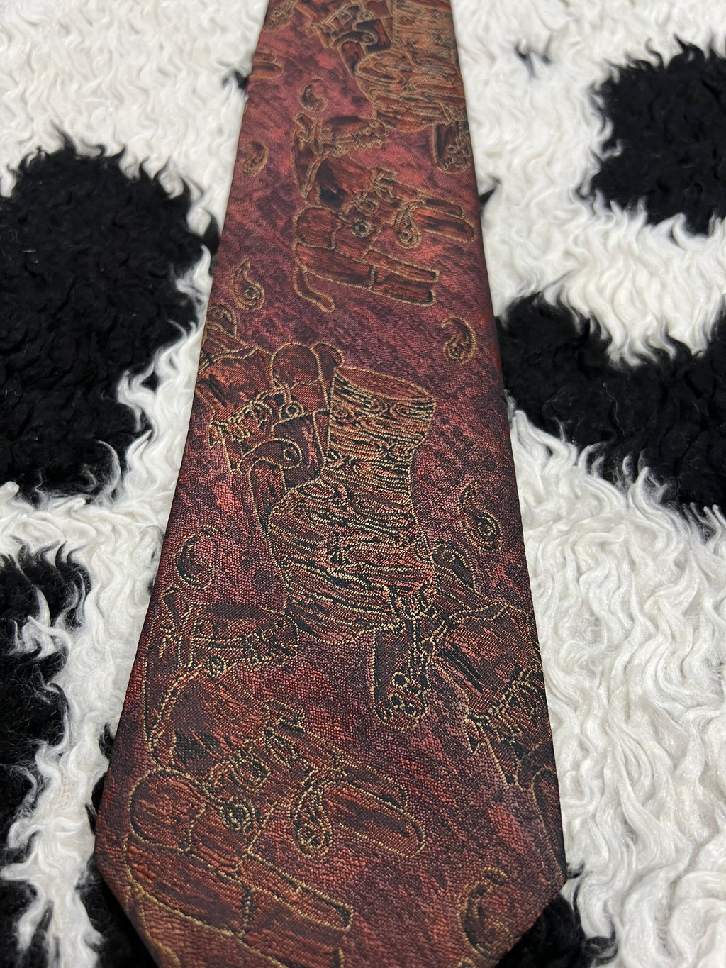 Fully Embroidered Vintage Pottery Tie