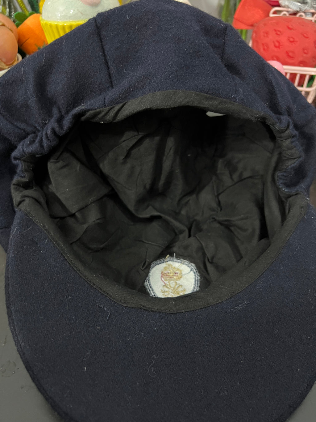 Navy Blue Embroidered Messenger Cap