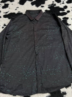 Green Splatter Black Buttonup