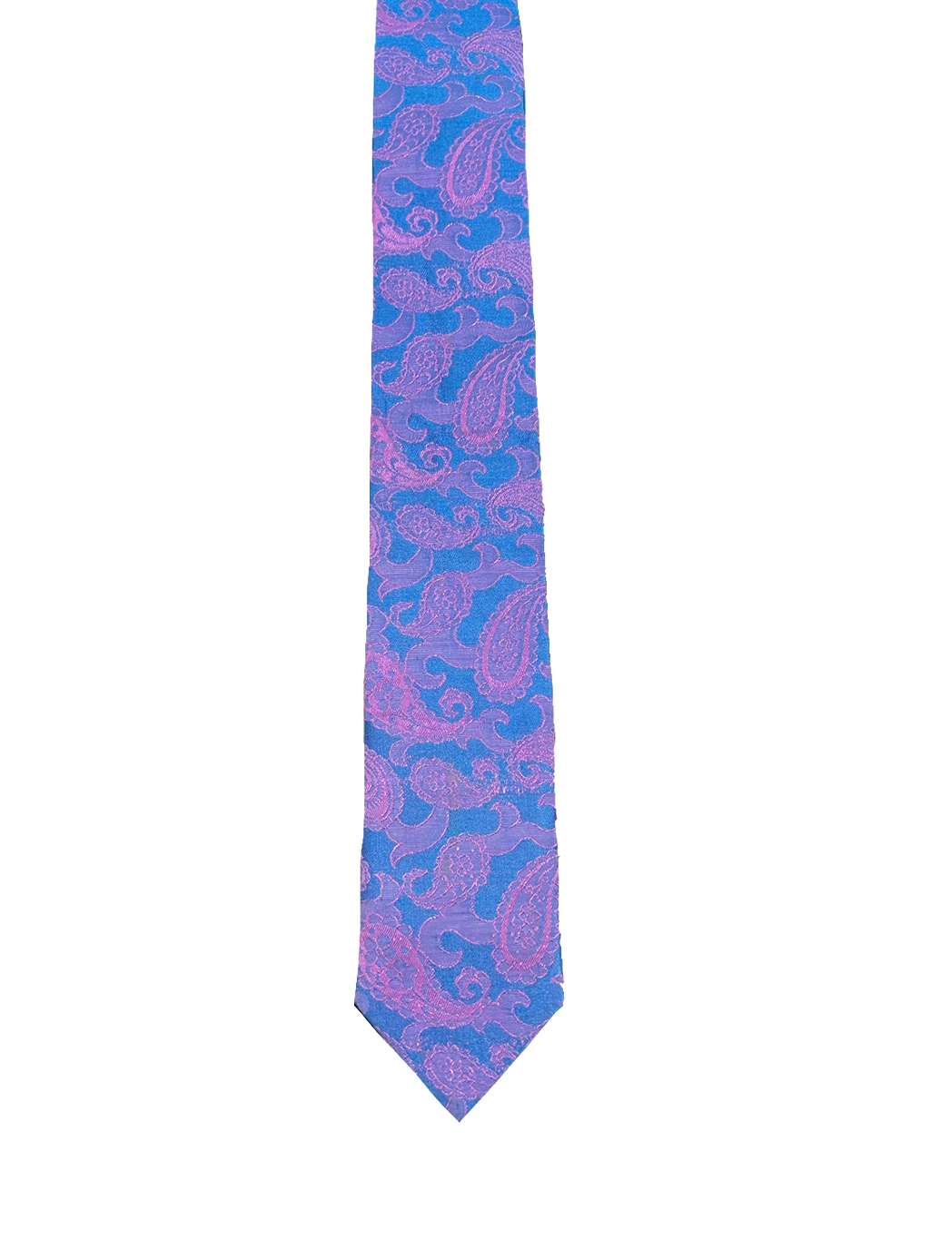 Pink & Blue Paisley Narrow Tie