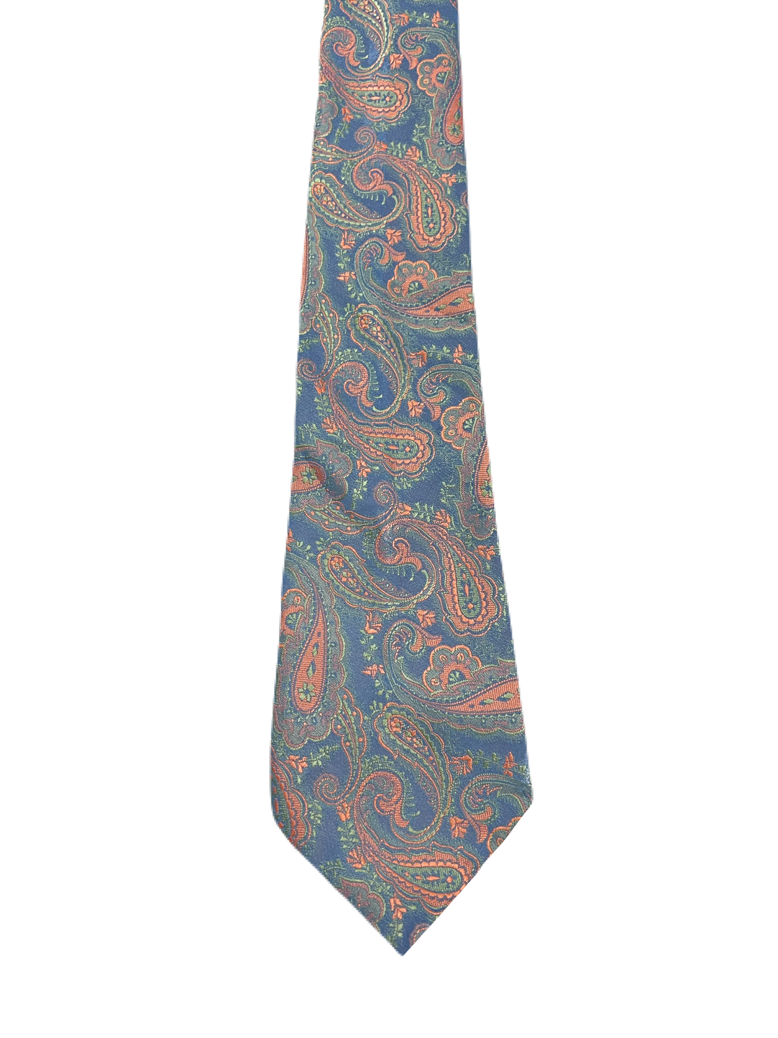 Cavendish Embroidered Blue & Orange Paisley Tie