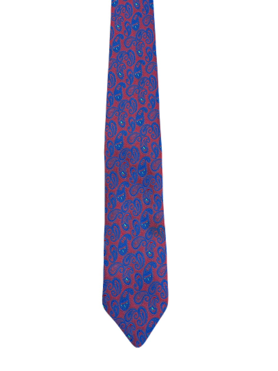 Blue & Red Paisley Narrow Tie
