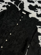 Black Textured Paisley Buttonup