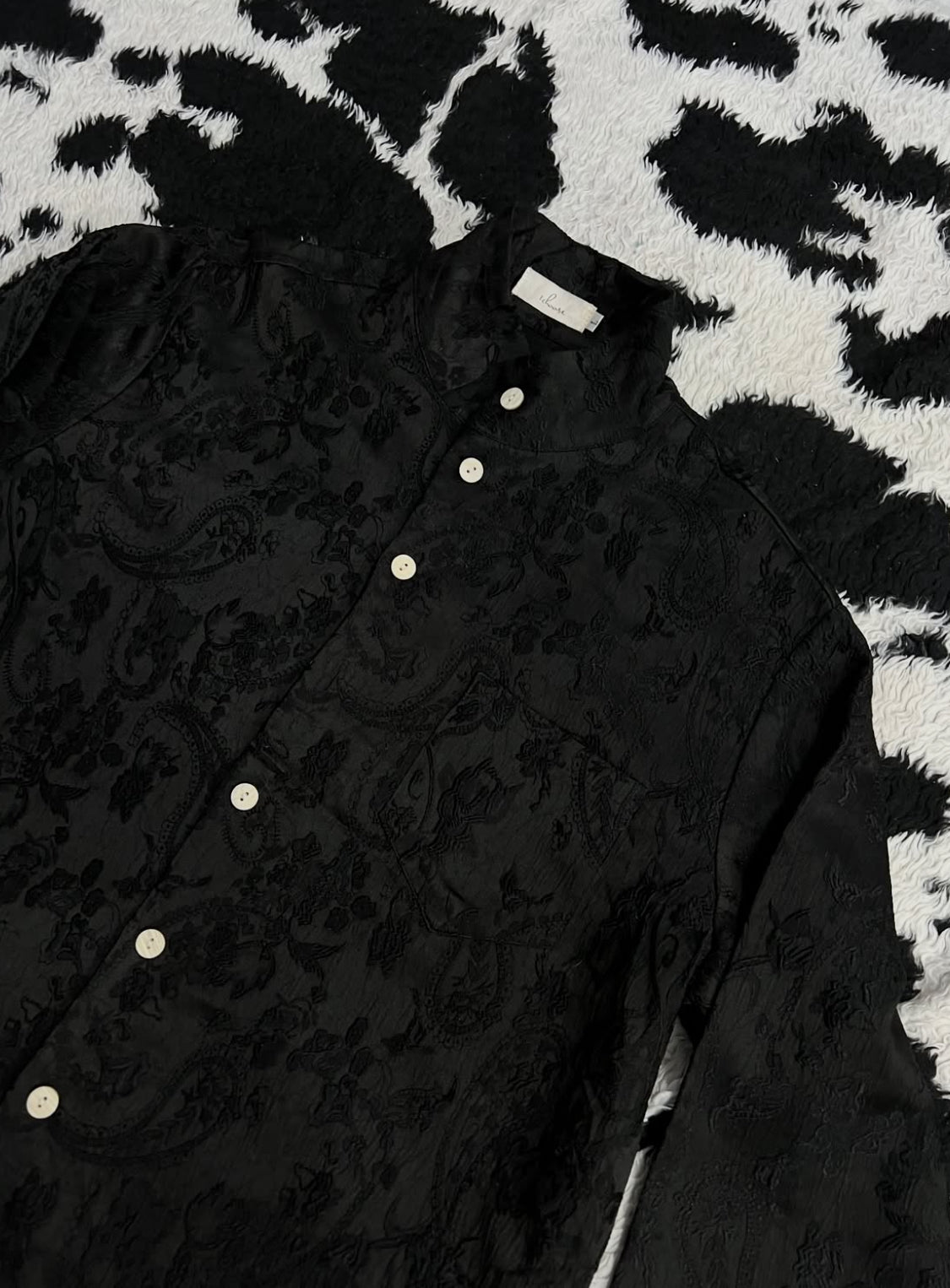 Black Textured Paisley Buttonup