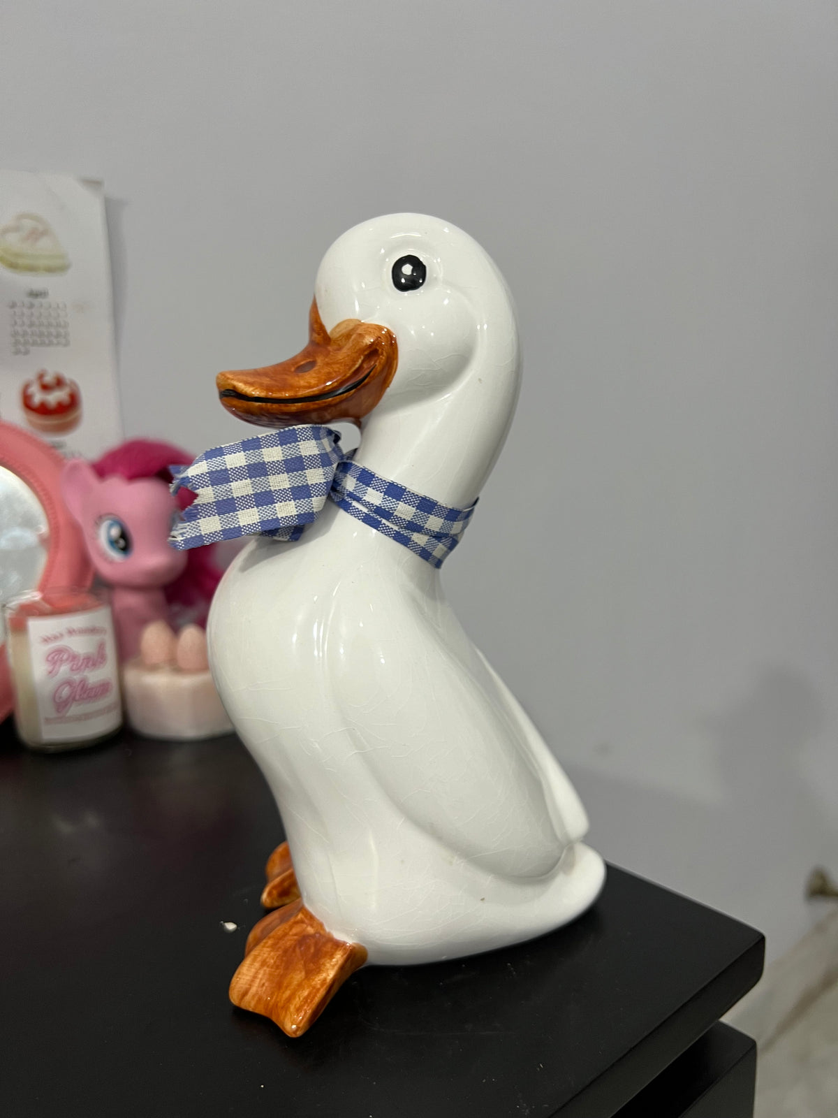 Vintage Goose in Bow Ceramic Statue