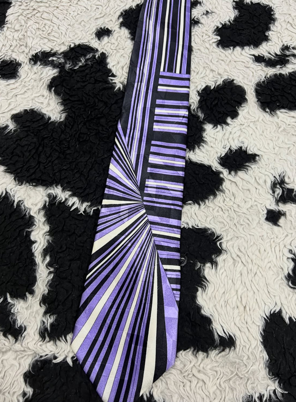 Purple, Black & White Striped Tie