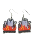 Optimistic Club Cat in Fire Earrings