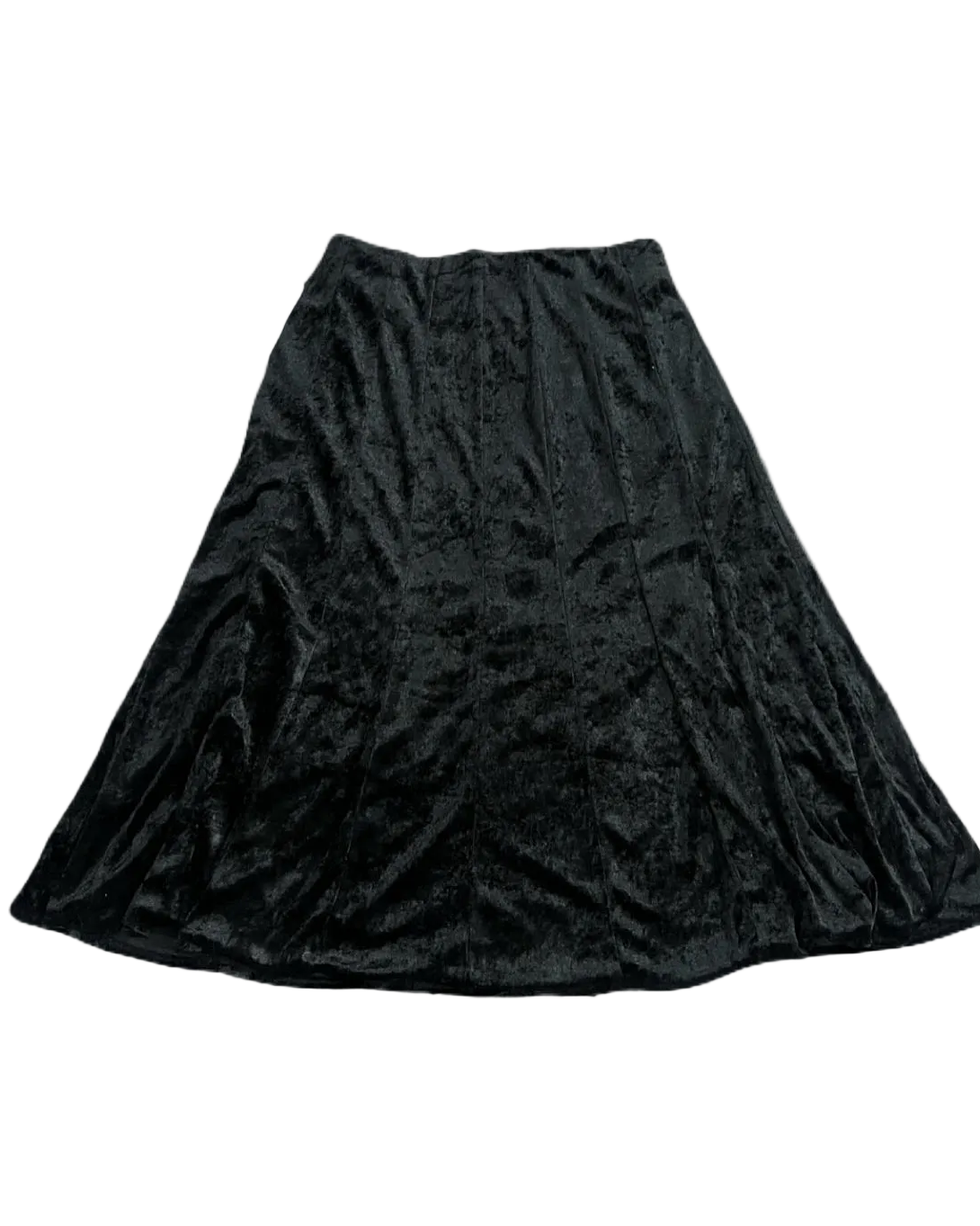 Pleated Black Velvet Skirt