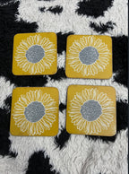 Sunflower Coasters + Crochet Sunflower Set