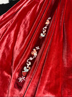 Strawberry Long Velvet Skirt