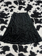 Pleated Black Velvet Skirt