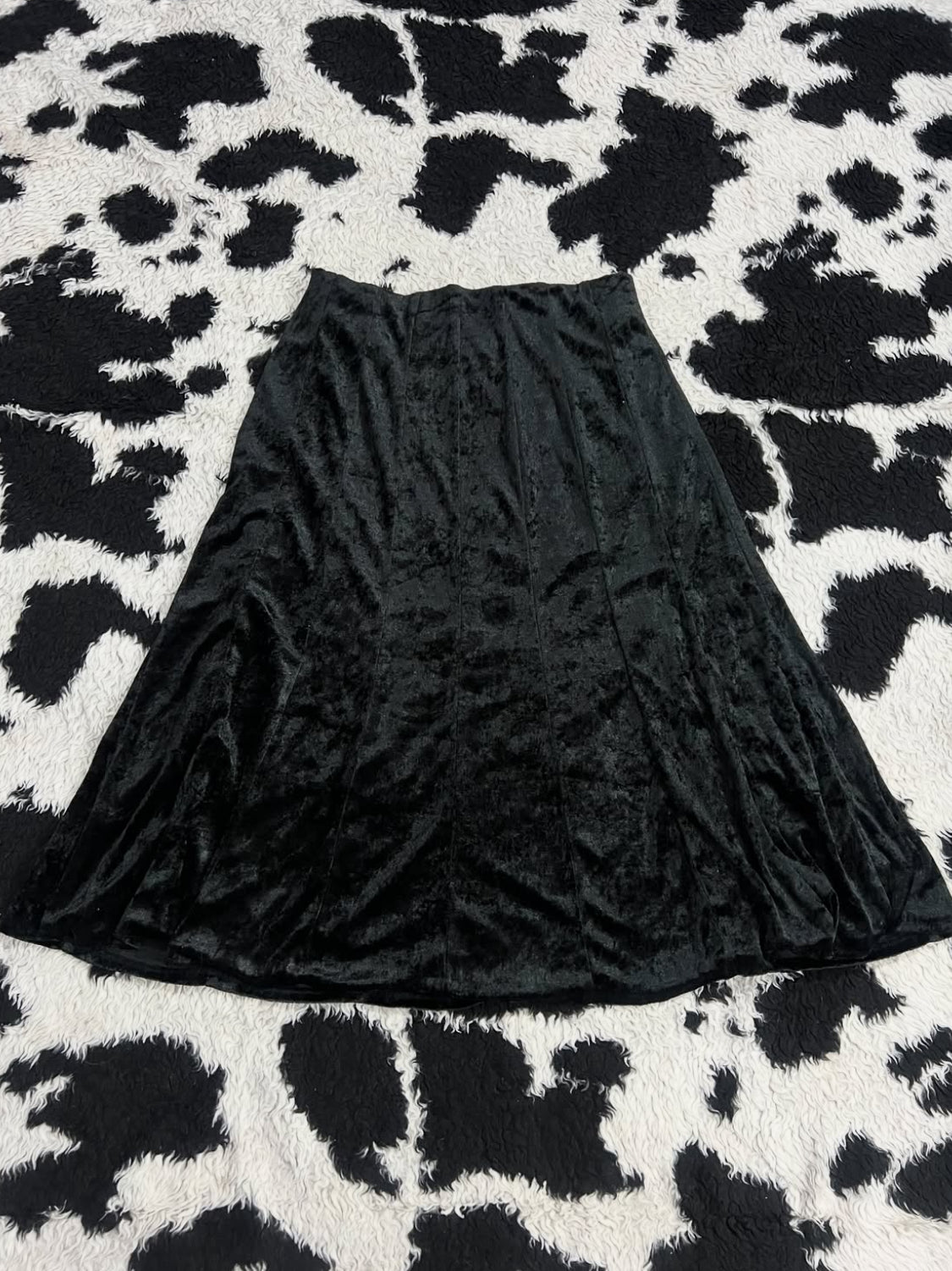 Pleated Black Velvet Skirt
