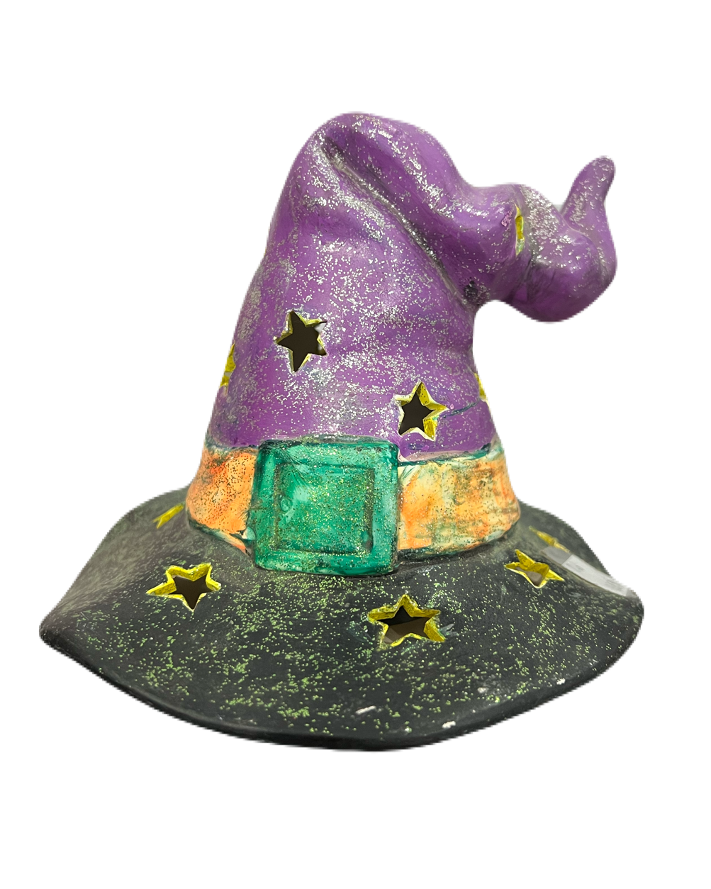 Ceramic Witch Glittered Hat Candle Holder