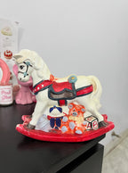 Vintage 1980s Ceramic Rocking Horse Coin Collector