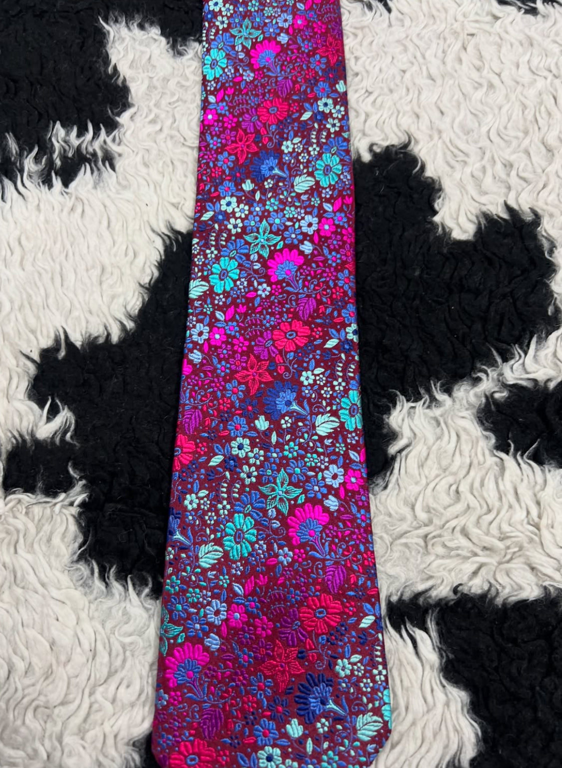 Ascot Fully Embroidered Pink Floral Tie