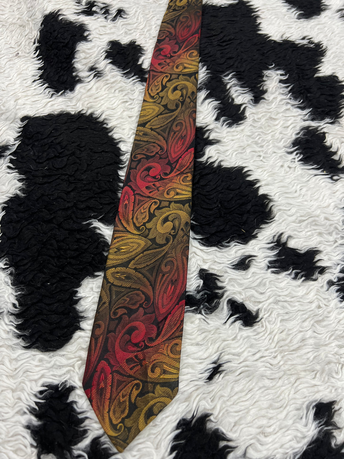 Black, Red & Yellow Paisley Narrow Tie