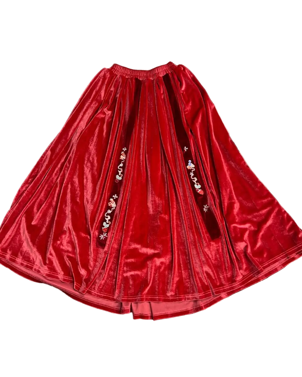 Strawberry Long Velvet Skirt