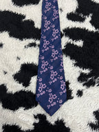 Blue & Pink Floral Embroidered Tie