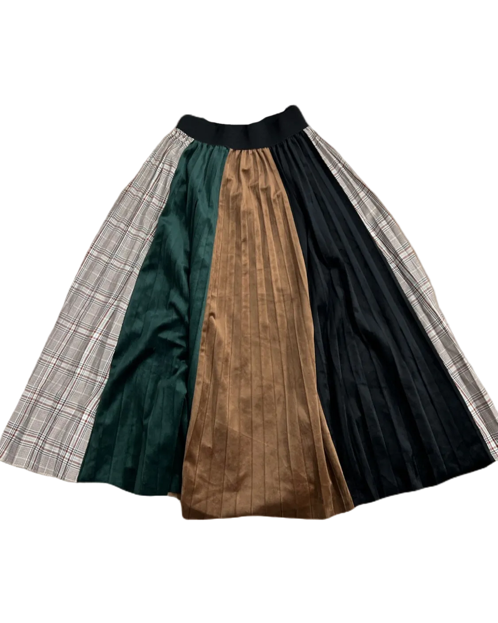 Patchwork Pleated Skirt