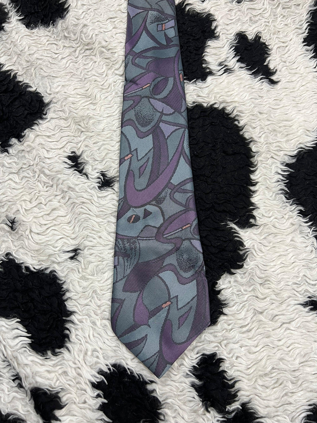 Grey & Purple Fully Embroidered Tie