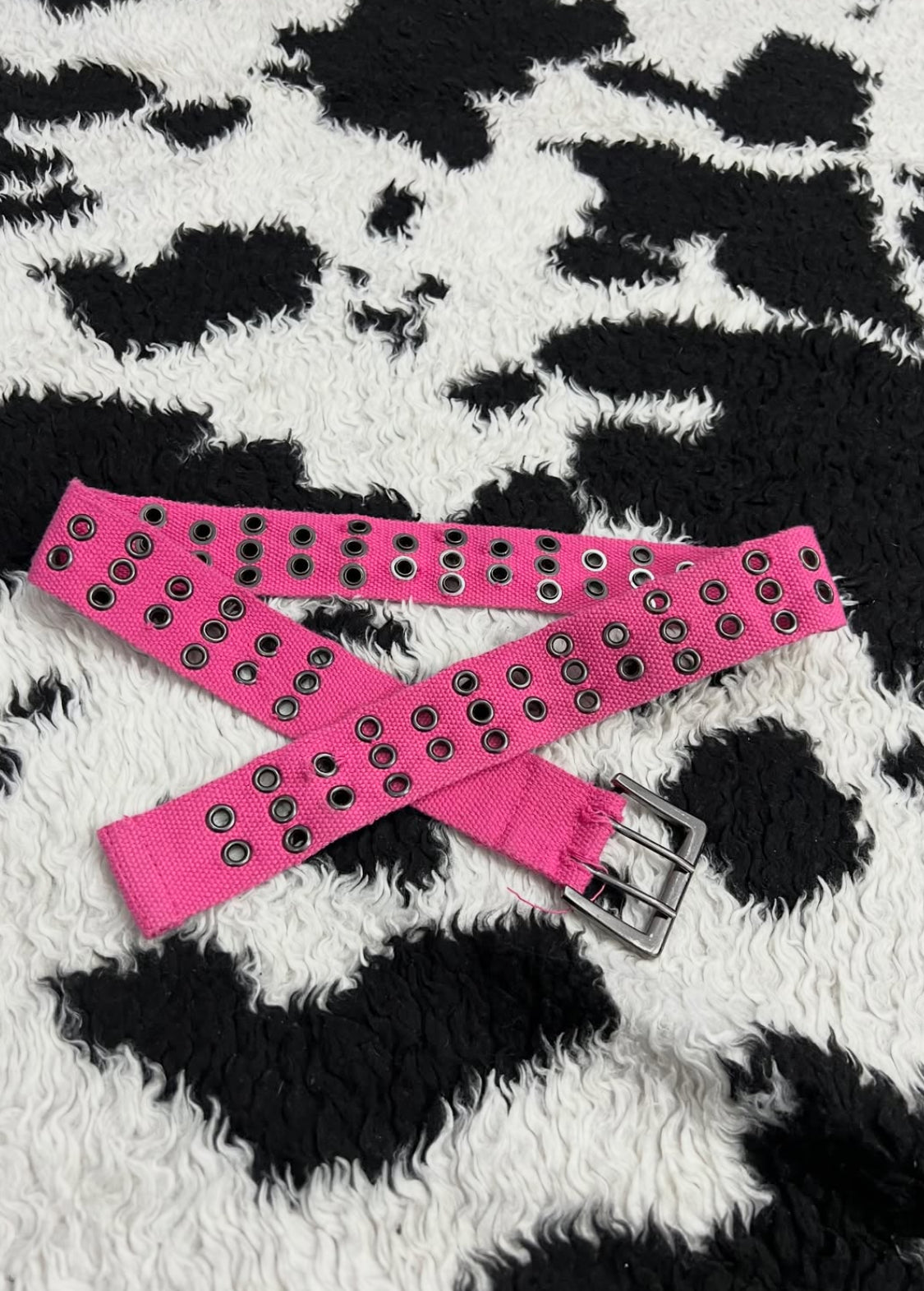 Pink Double-Hole Canvas Belt