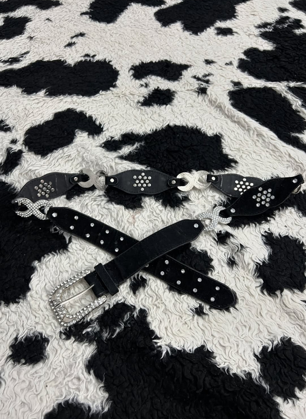 Black Bedazzled Conjoined Belt