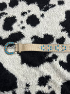 Blue Beaded Snake Skin Belt