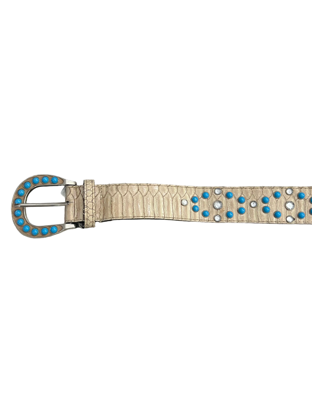 Blue Beaded Snake Skin Belt