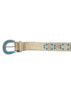 Blue Beaded Snake Skin Belt