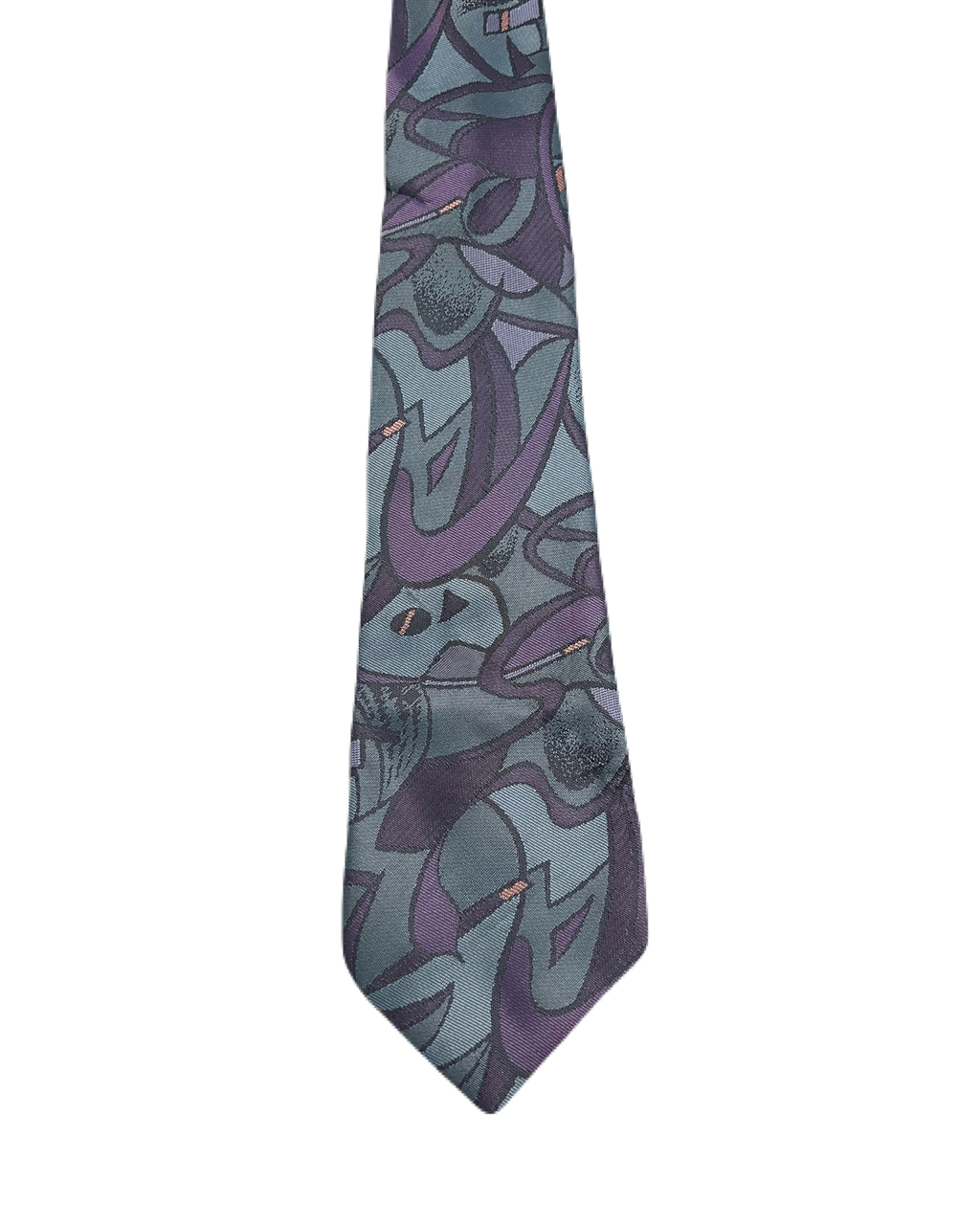 Grey & Purple Fully Embroidered Tie