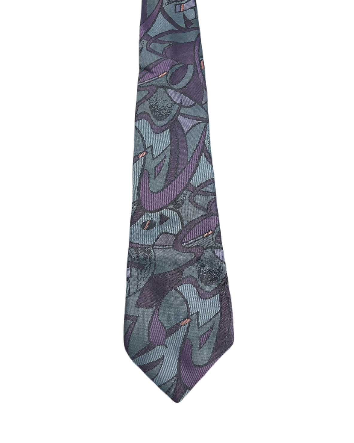 Grey & Purple Fully Embroidered Tie