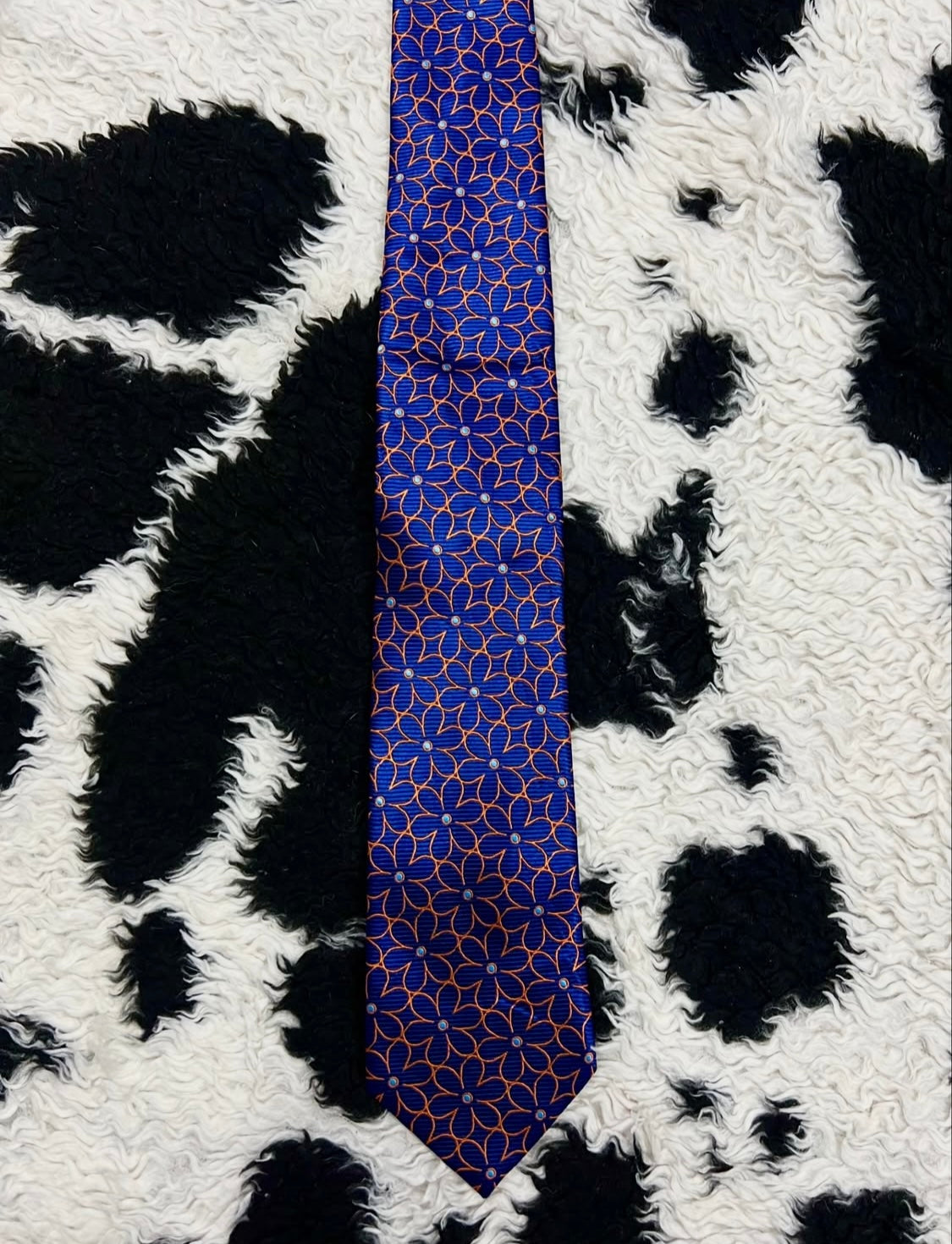 Blue & Orange Floral Tie