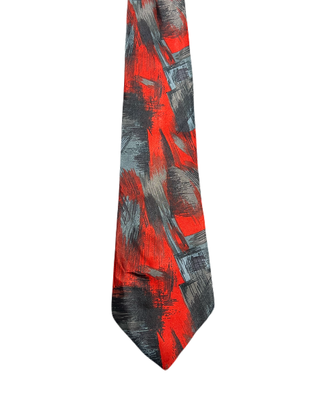 Red & Grey Abstract Tie