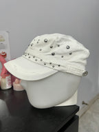 White Metal Studded Cap